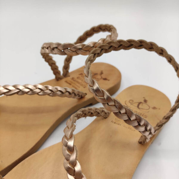 Eleftheria Plexi Leather Sandal Pagonis Greek Sandals Rose Gold Color