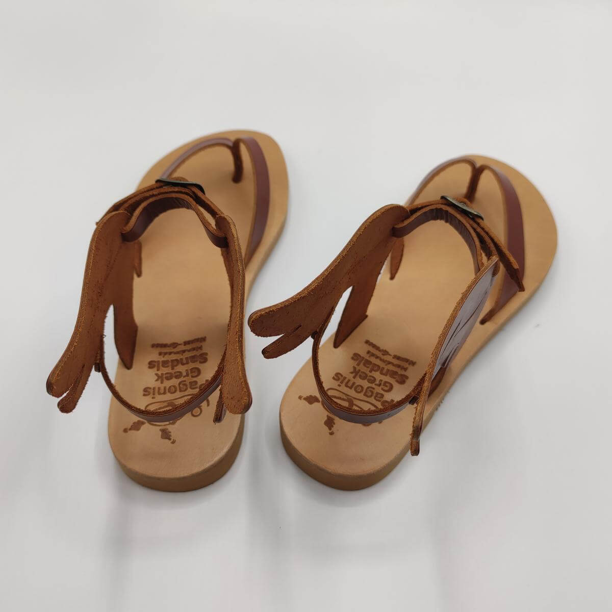 Ikaria Leather Sandals Wings Brown Color