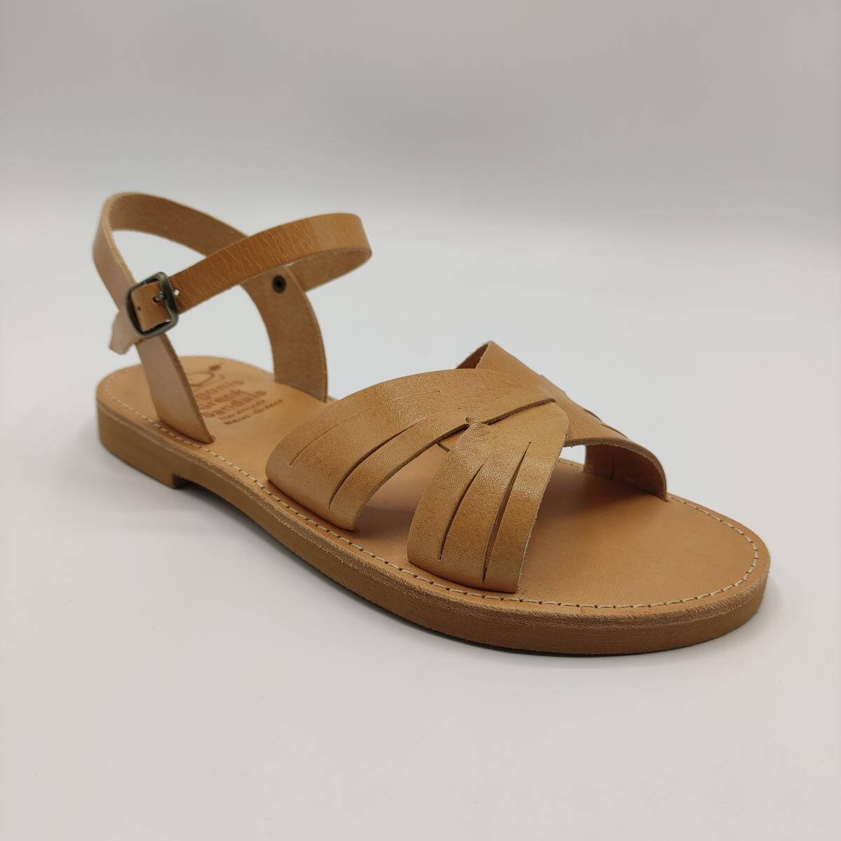Mirsini Interlocking Straps Leather Sandal - Leather Sandals | Pagonis Greek  Sandals