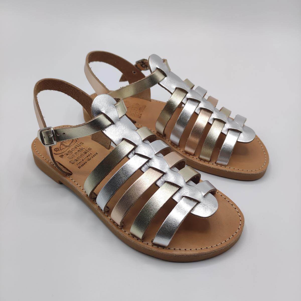 Kedros Strappy Gladiator Sandals Flats Metallic Color