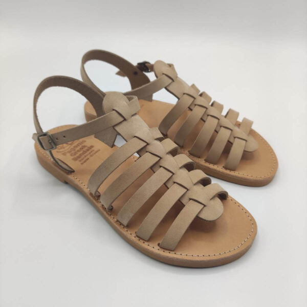 Kedros Strappy Gladiator Sandals Flats Nubuck Beige