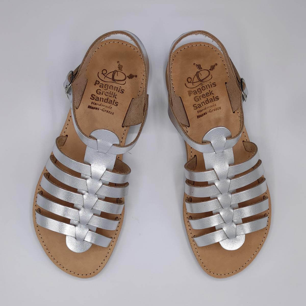 Kedros Strappy Gladiator Sandals Flats Silver