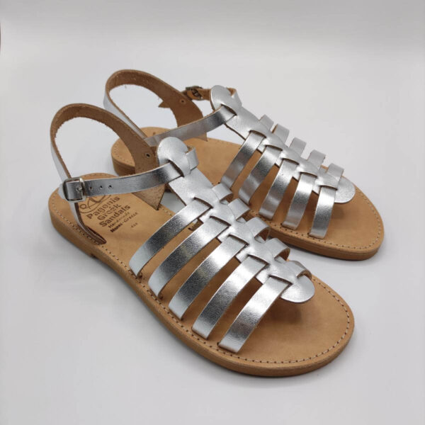 Kedros Strappy Gladiator Sandals Flats Silver