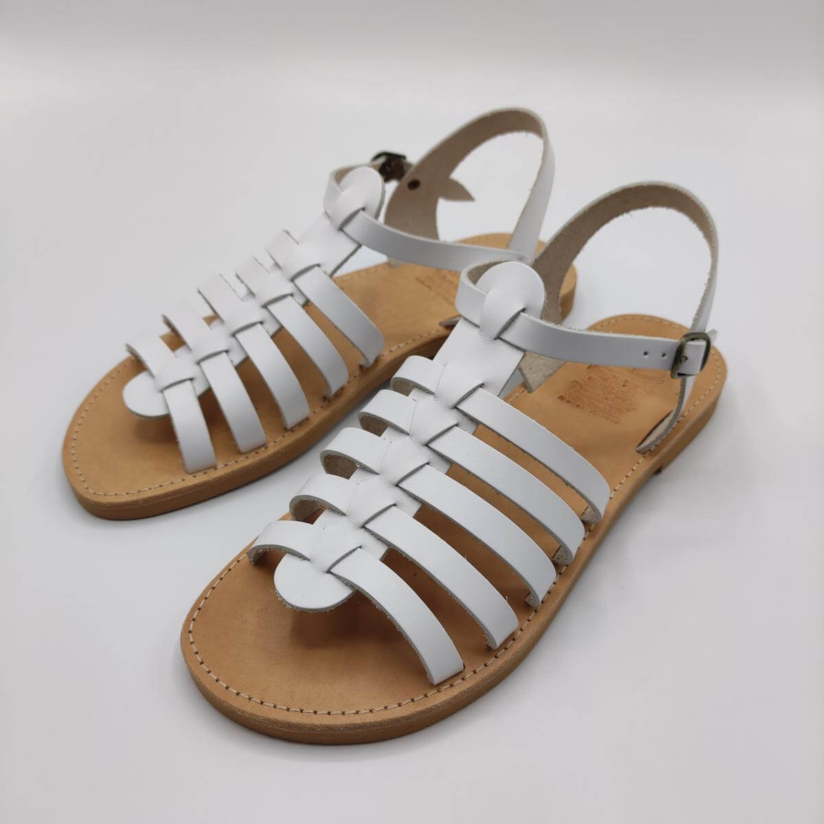Kedros Strappy Gladiator Sandals Flats White Color