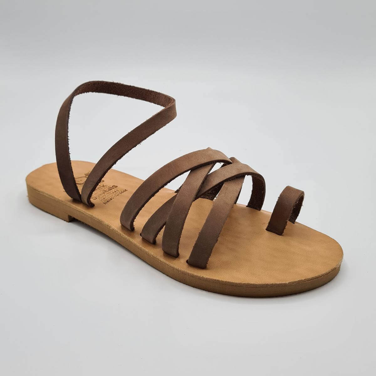 Leather Ankle Strap Flat Sandal
