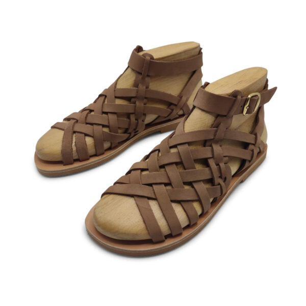 Leather Gladiator Sandals Womens Nubuck Mocha