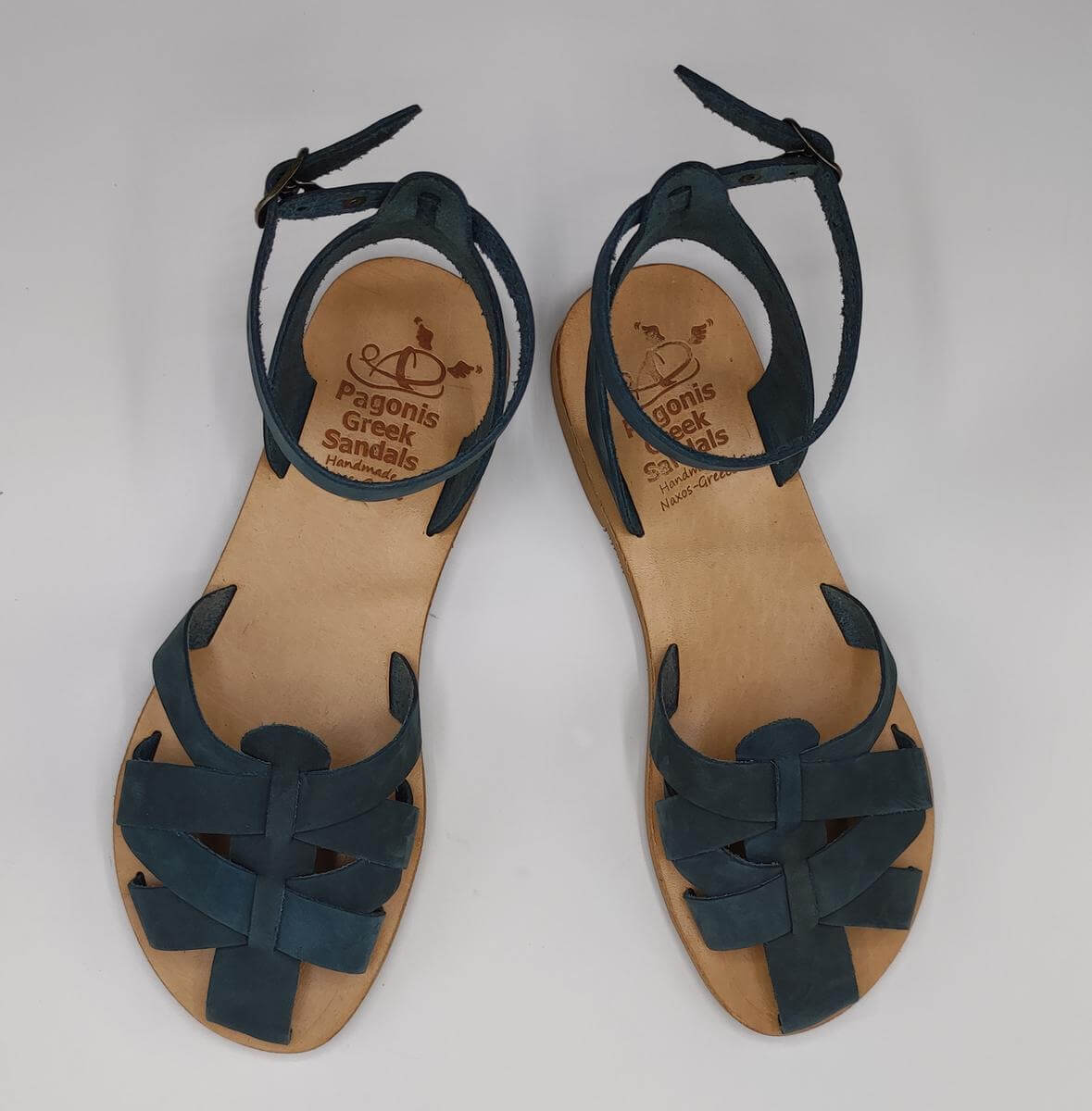 Lefkoni Closed toe leather sandal  Blue Color