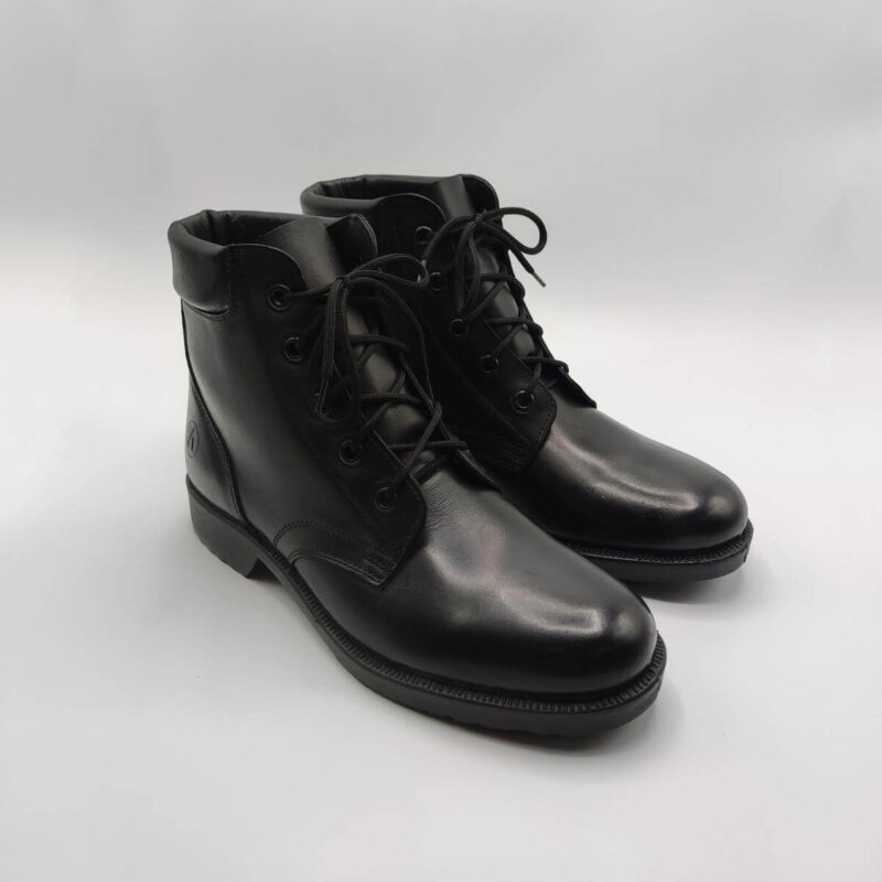 Men Leather Boots Lace Up Black Color