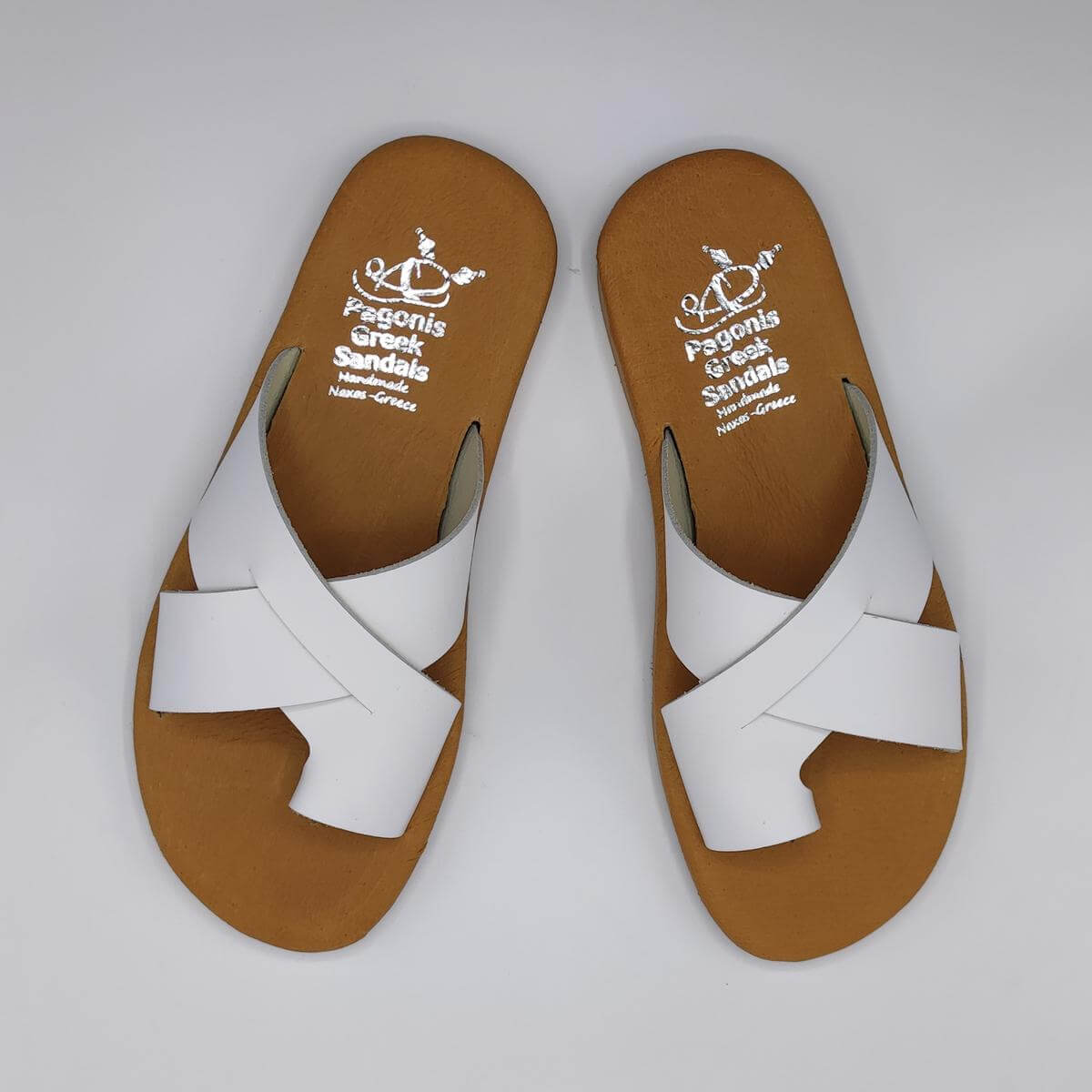 Mens Cushion leather Sandals Pagonis White