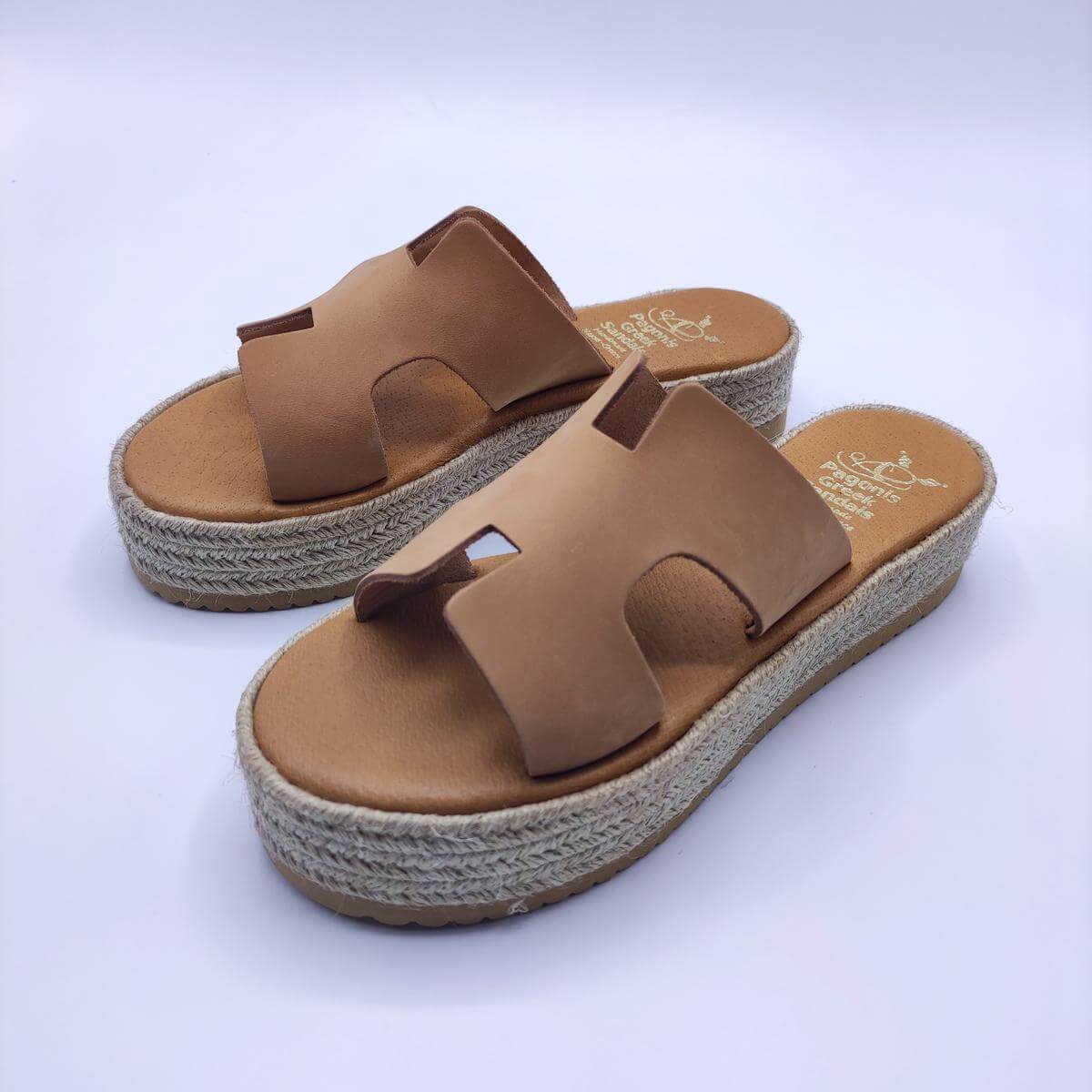 Hermes Platform H cut leather slide - Leather Sandals | Pagonis Greek  Sandals