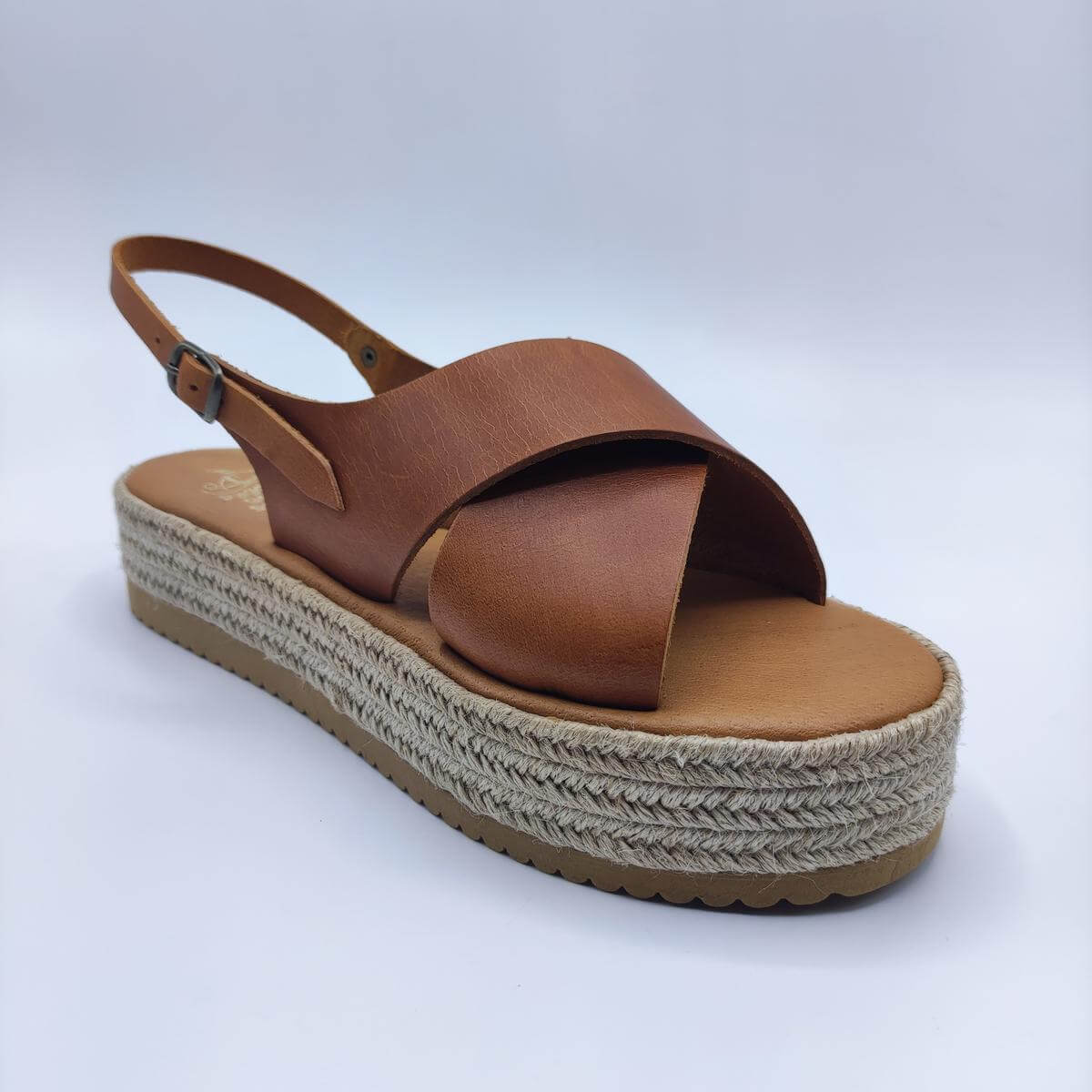 Amiti Platform leather sandal criss-cross with back strap Leather