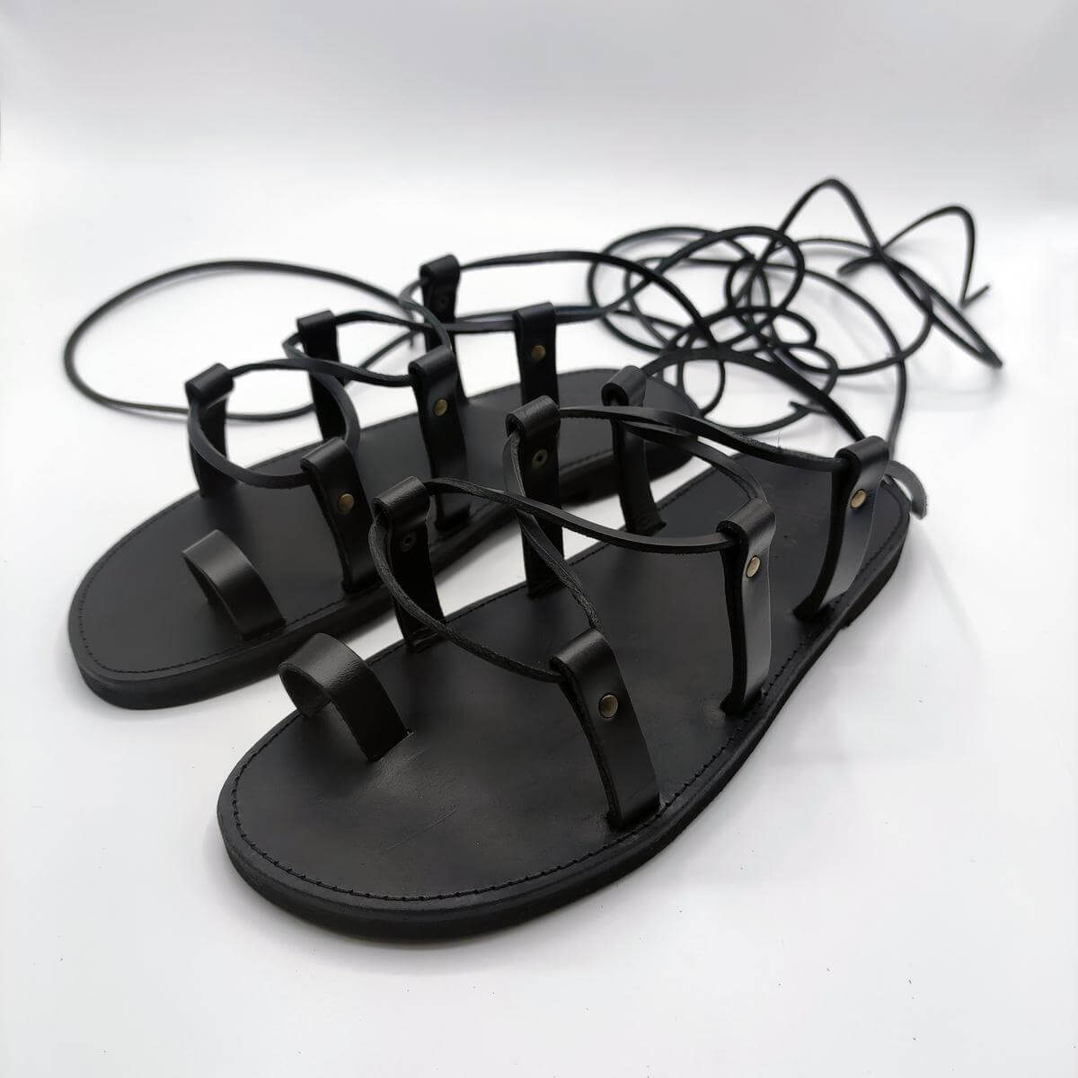 Spartan Sandals For Men Lace Up Total Black