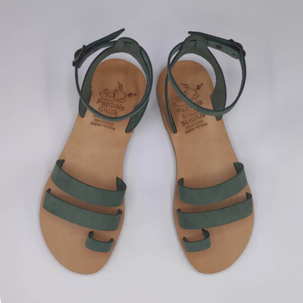 Two Strap Dressy Leather Sandals Green