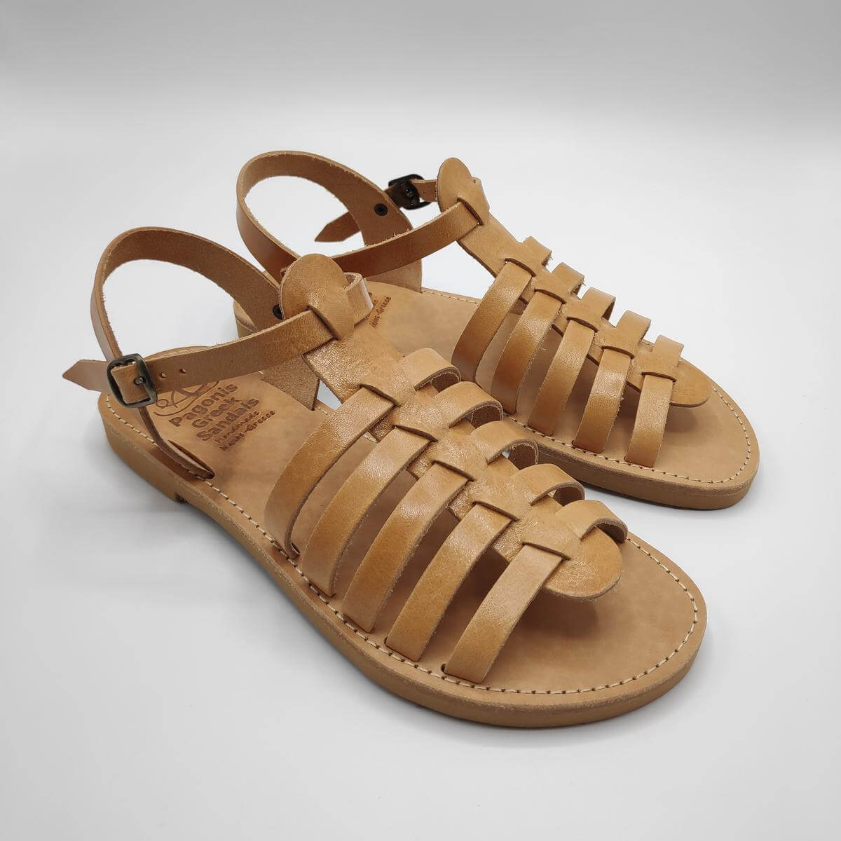 Kedros Strappy Gladiator Sandals Flats Strappy Gladiator Sandals Flats -  Leather Sandals | Pagonis Greek Sandals