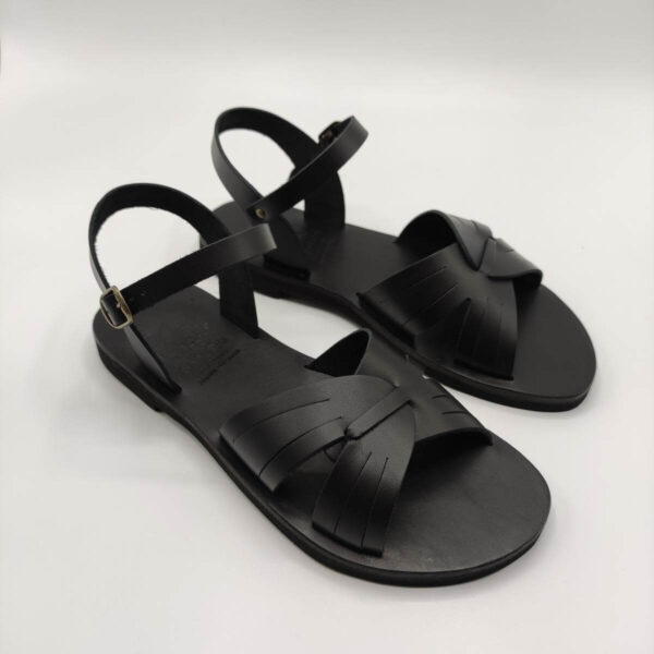 Total Black Interlocking Straps leather Sandal