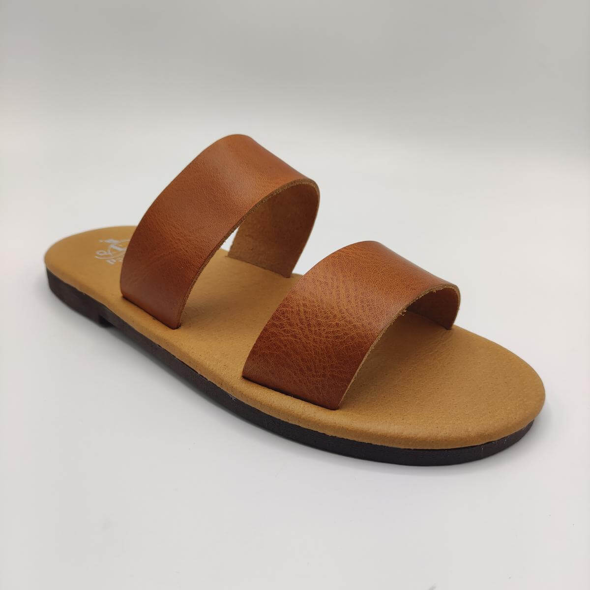 Ikos Men's Comfort Slide Sandals Two Strap Leather Sandal