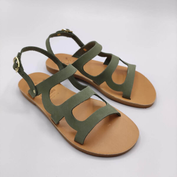 Valia-Gabriel Leather Greek Sandal Green Color
