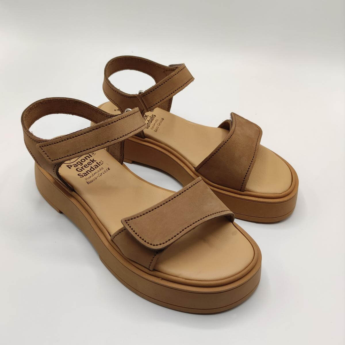Velcro Leather Ankle Strap Sandal - Leather Sandals | Pagonis Greek Sandals