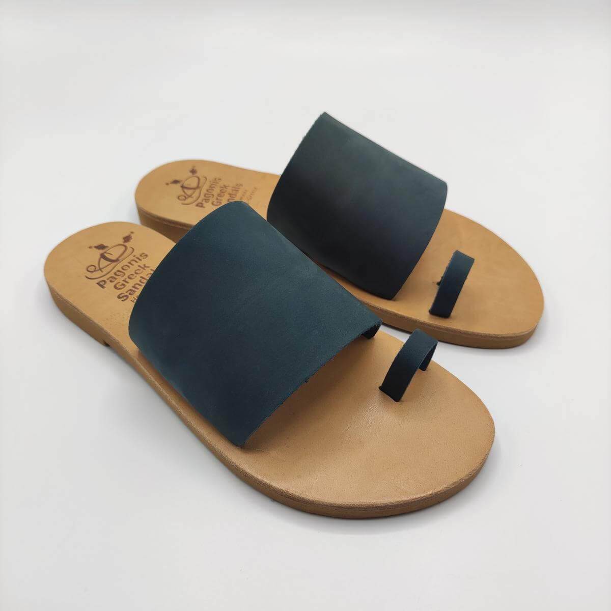Wide strap with toe ring slides blue color