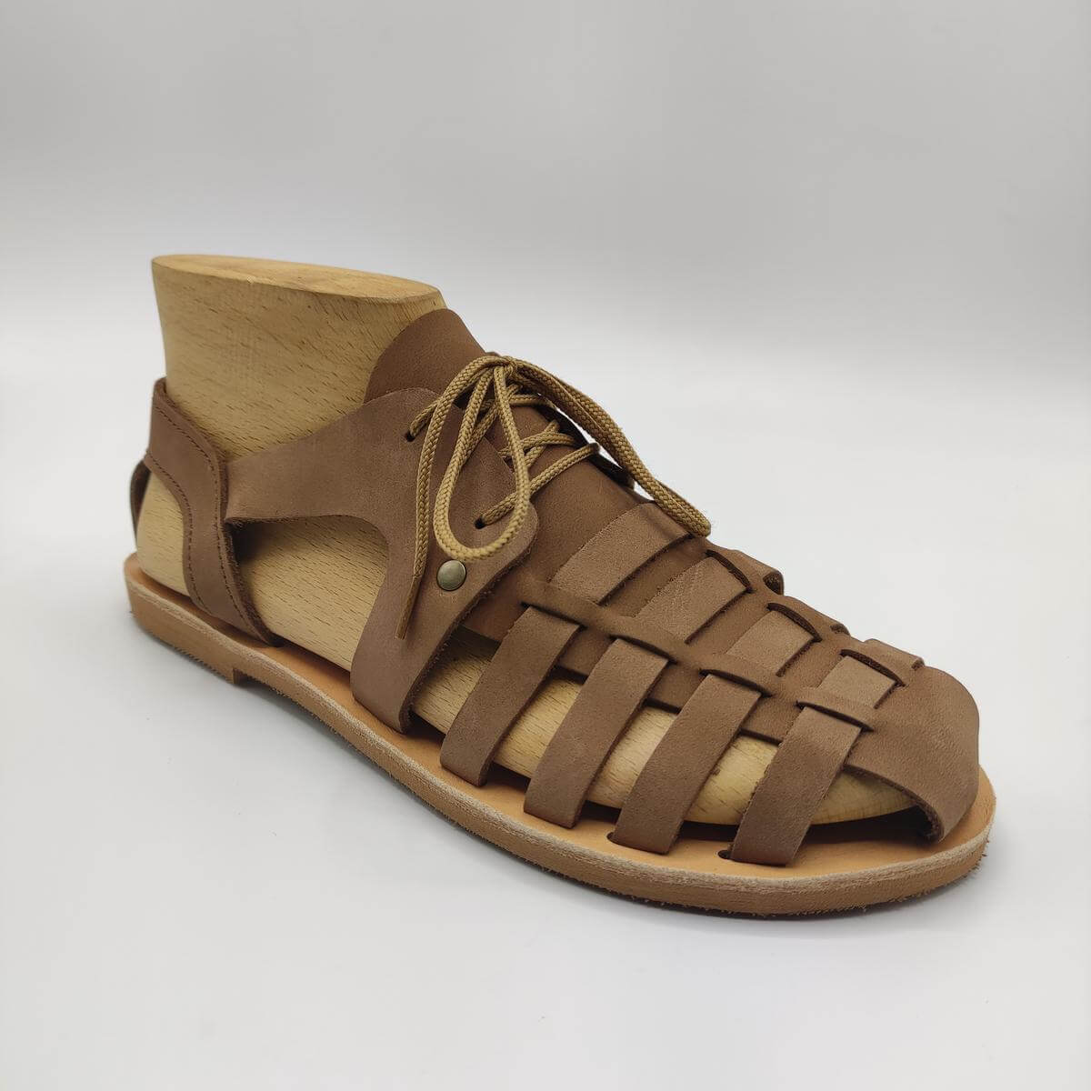 Lib Round Toe Summer Ankle Straps Gladiator Fretwork Flat Sandals - Auburn  in Shoes & Flats - $79.19