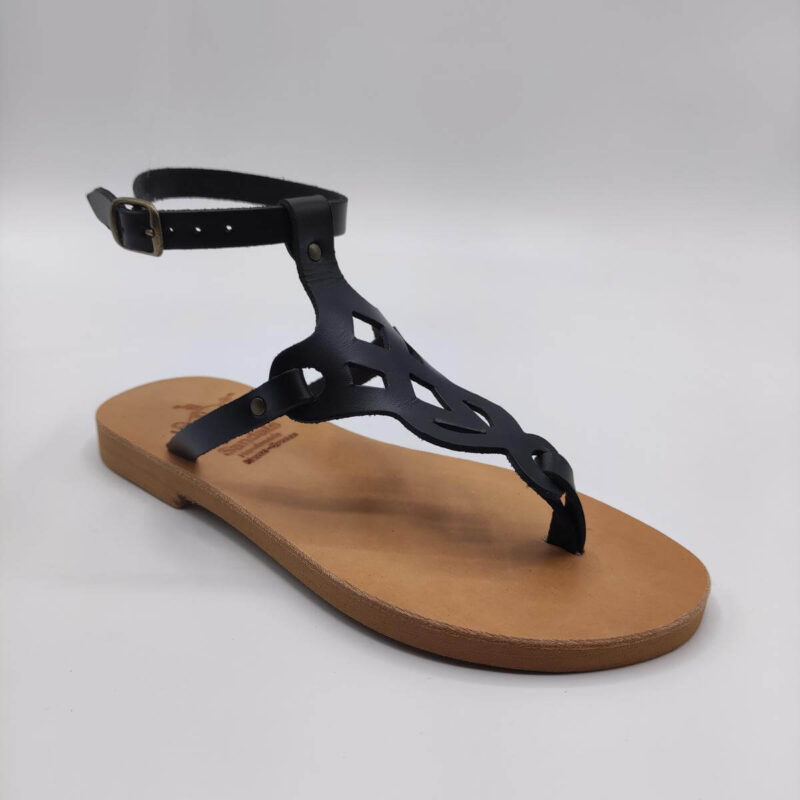Womens Sandals That Wrap Around Ankle Natural Black