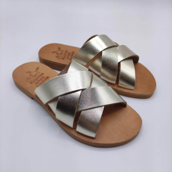 Women's Woven Leather Sandals Gold