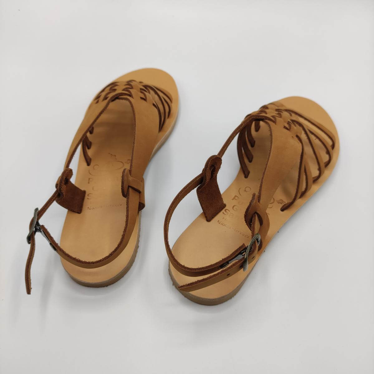 Womens Woven Leather Sandals Nude
