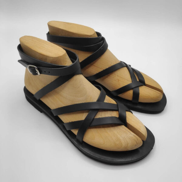 Strappy Leather Sandals Total Black