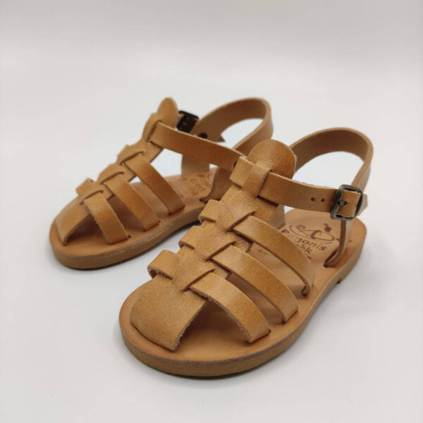 Leather Sandals Closed Toes Kids tan