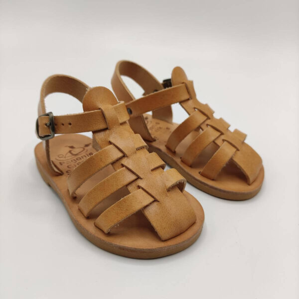 Leather Sandals Closed Toes Kids tan
