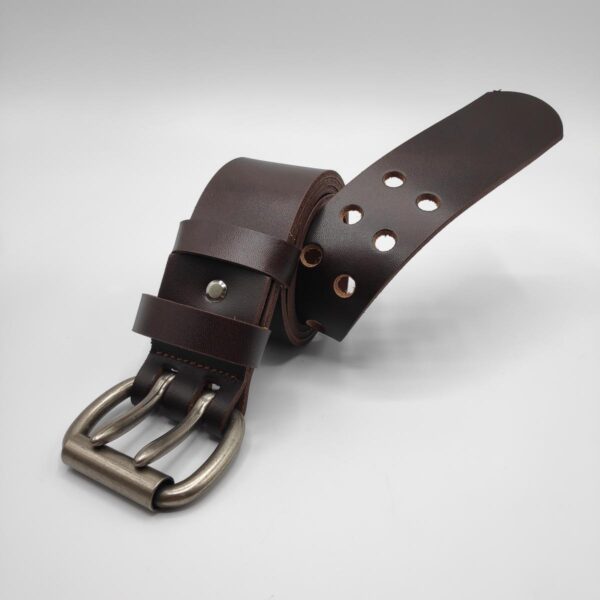 double prong leather belt brown