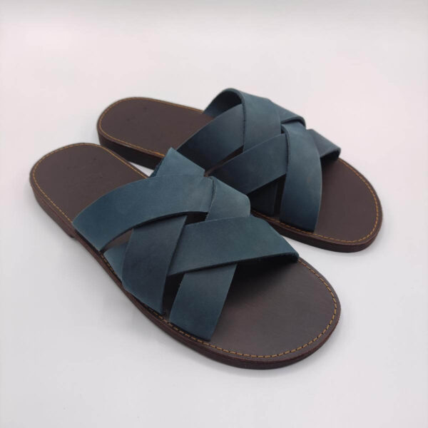 fashionable sandals mens Blue-Brown