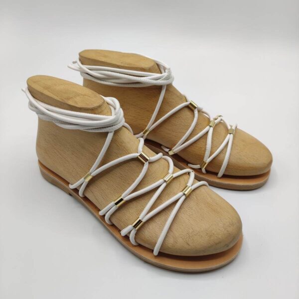 flat lace up sandals white