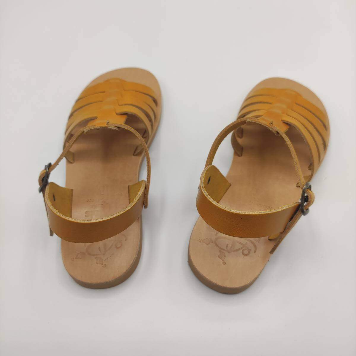 kids leather greek sandals yellow