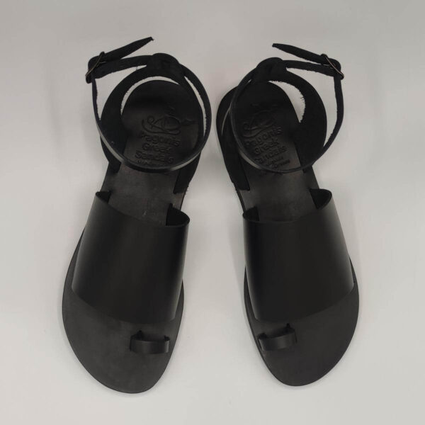 leather sandals with ankle strap total black