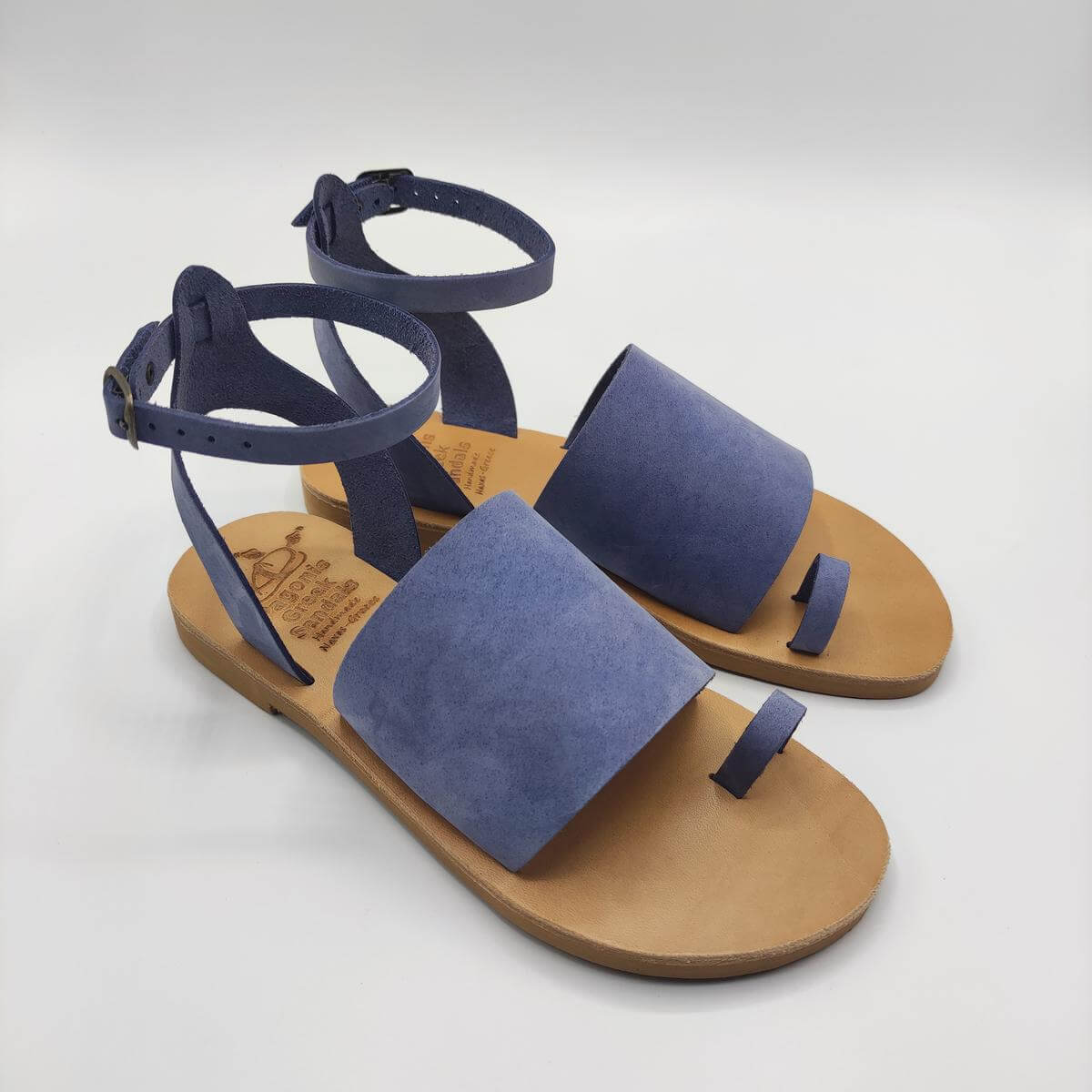 Leather Sandals With Ankle Strap Lilac