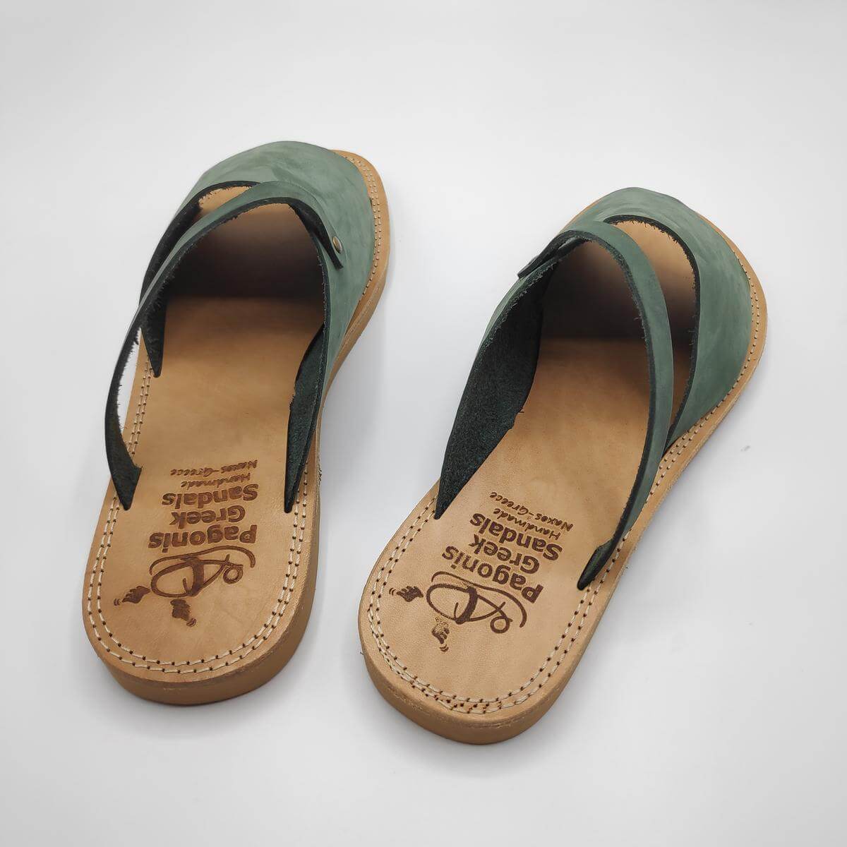 Women Leather Slide Sandals Ladies Green