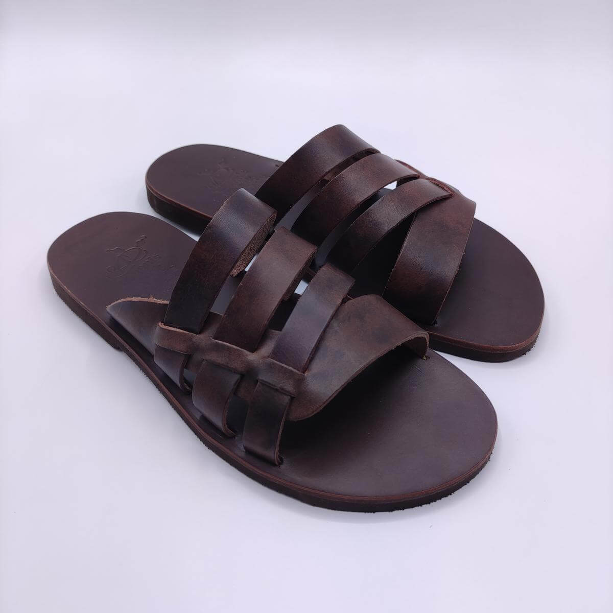 men's brown leather slippers
