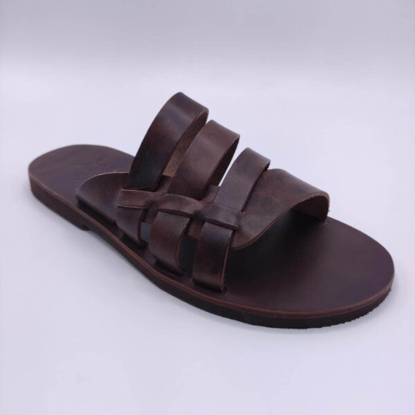 men's brown leather slippers