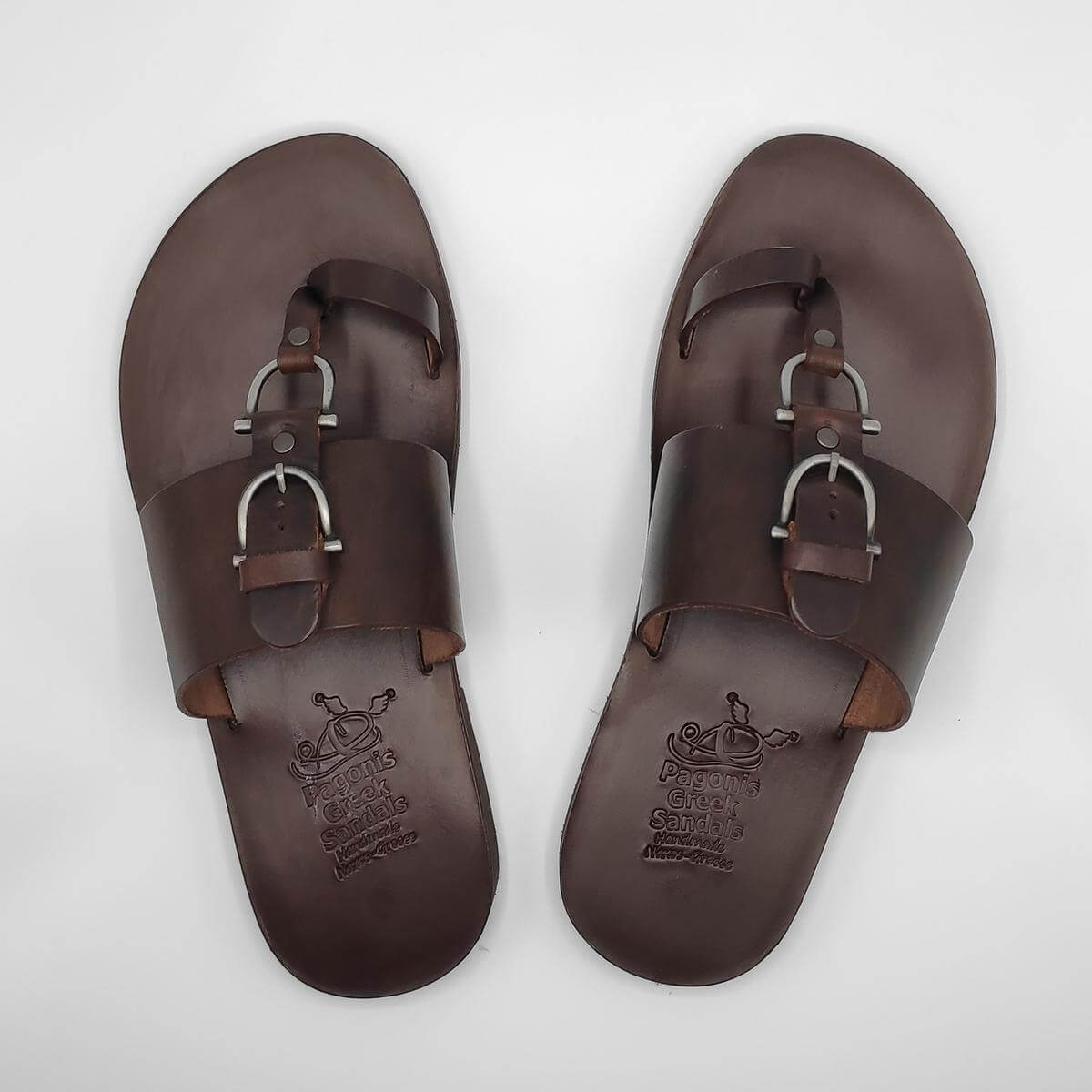 Men's Brown Sandals - Leather Sandals | Pagonis Greek Sandals
