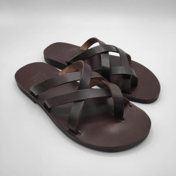 mens leather sandals brown