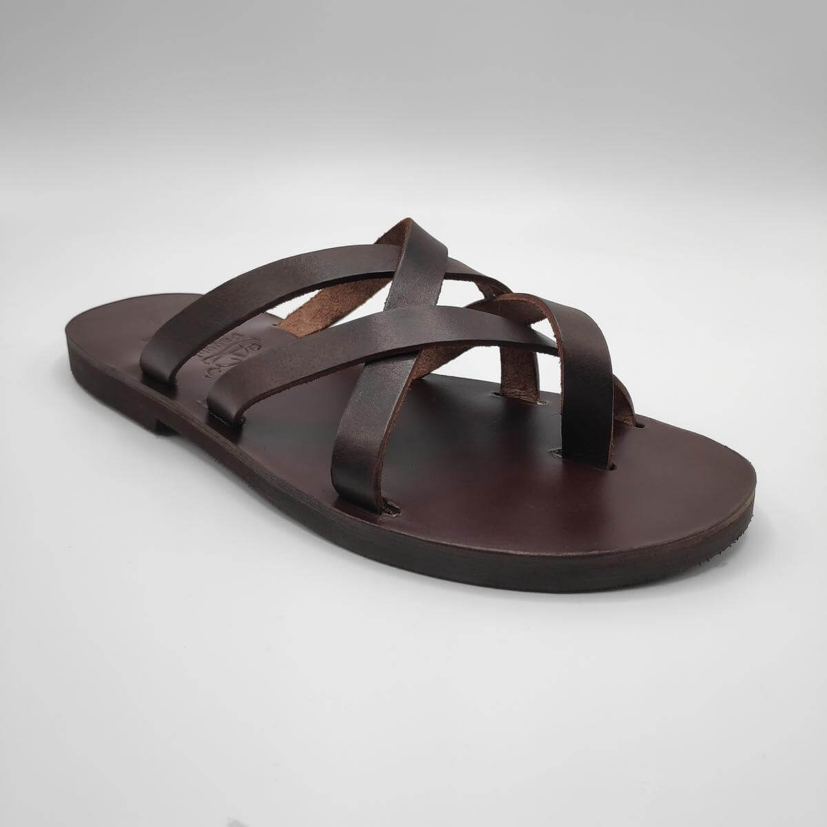 mens leather sandals brown
