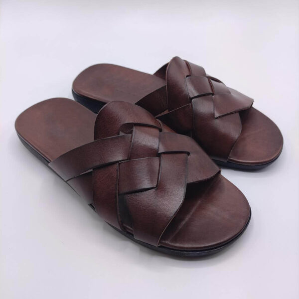 men's slides sandals brown color