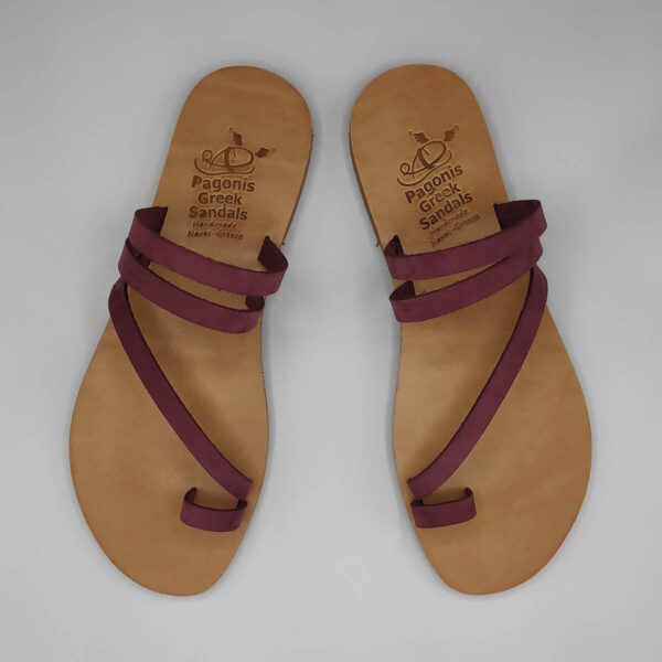 Leather Toe Three Straps Slide purple