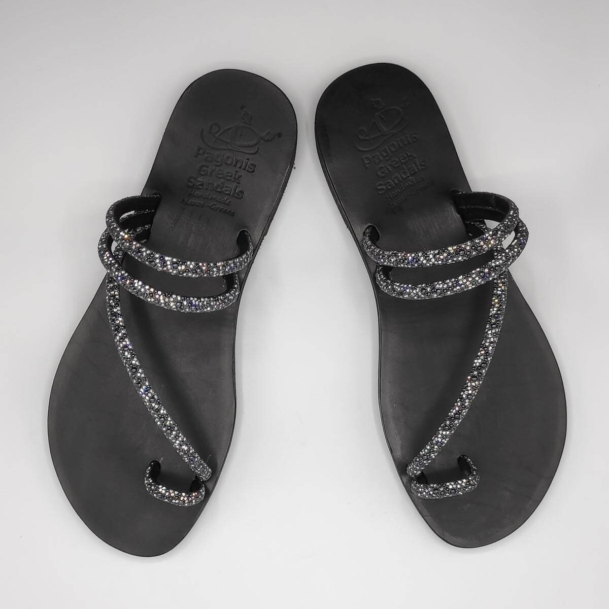 Rhinestone Wedding Sandals Black