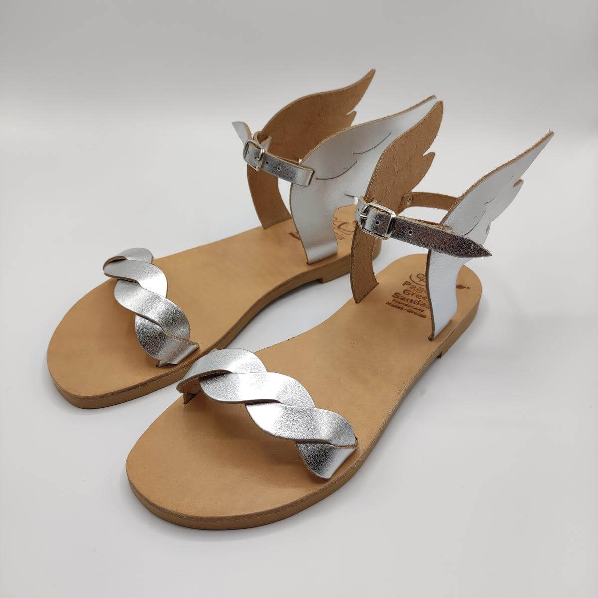 sandals with wings silver