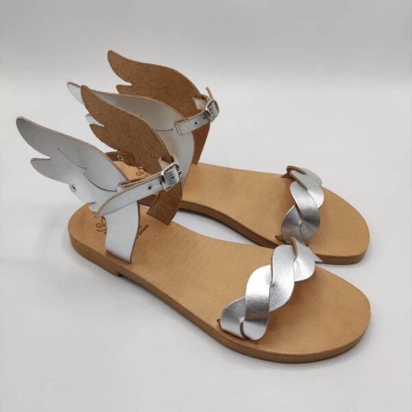 sandals with wings silver