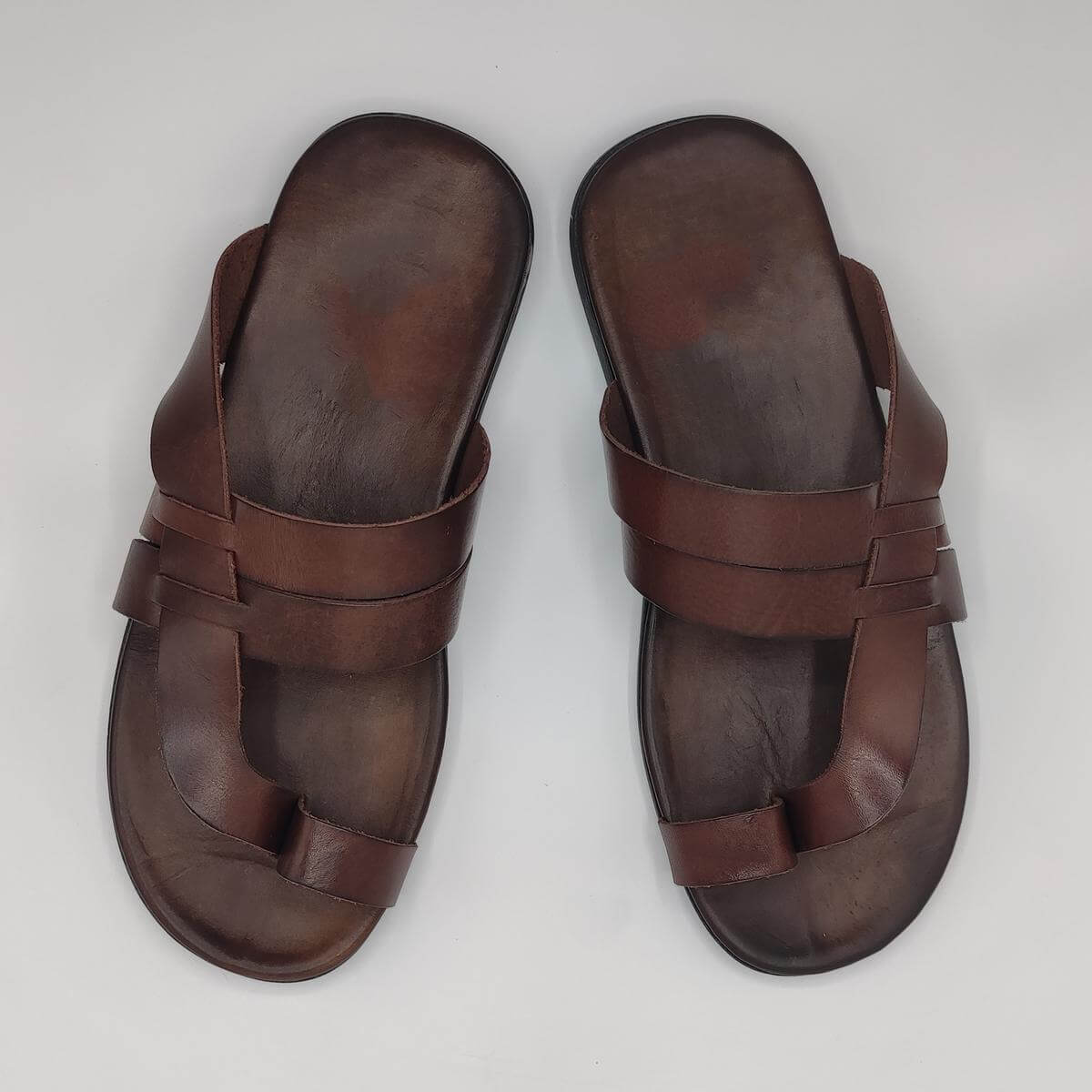 slide sandals men dark brown