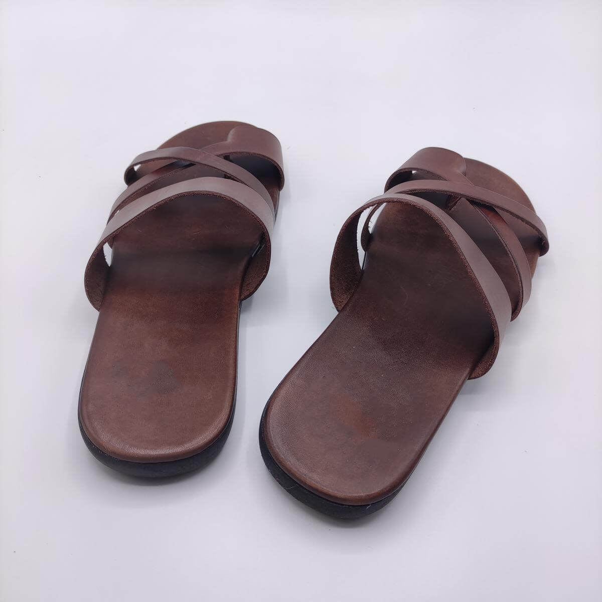slip on sandals men's brown color