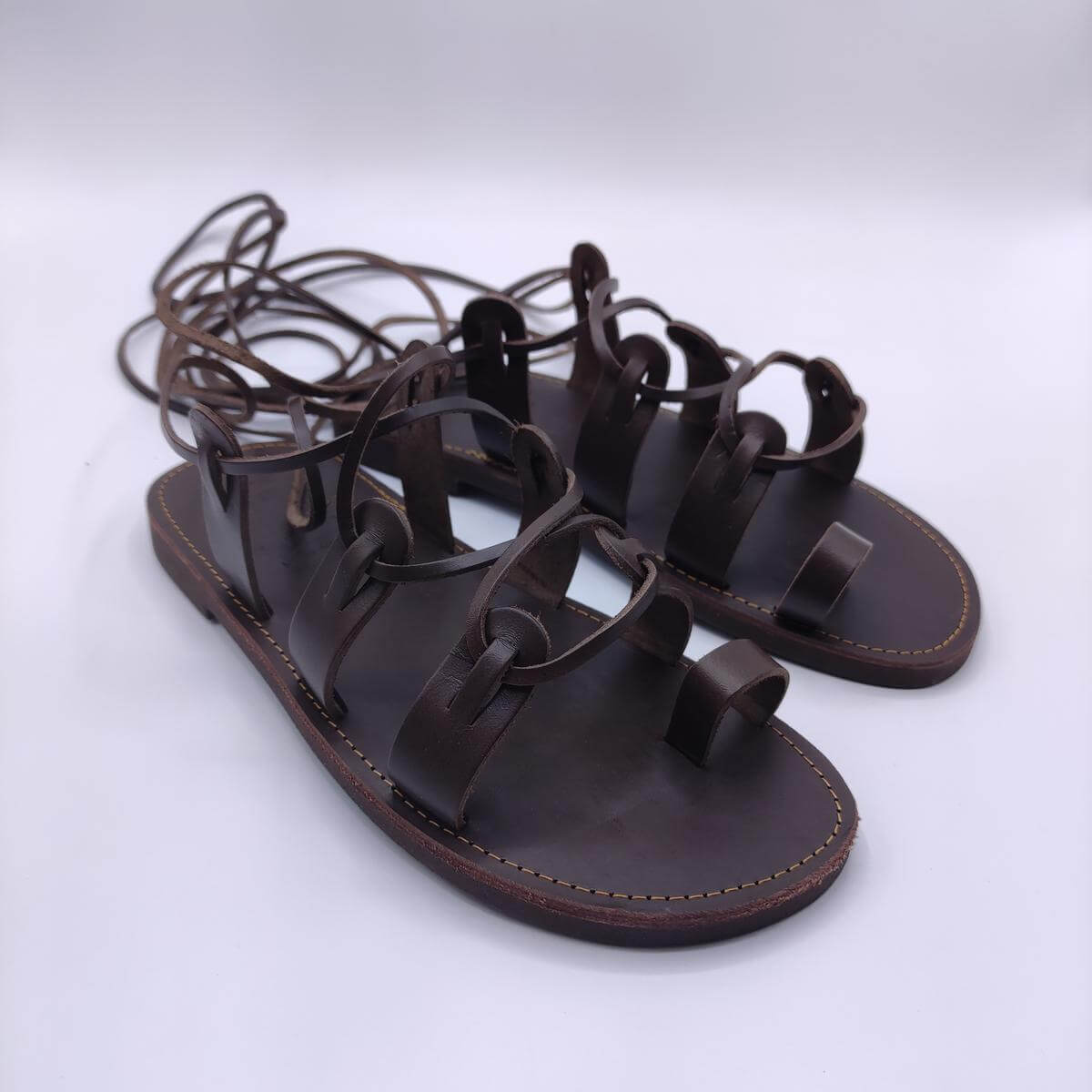 spartan sandals for men lace up brown